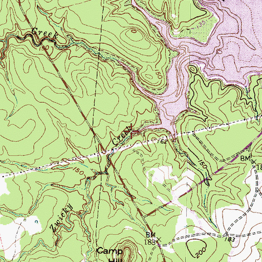 Topographic Map of Zwickey Creek, TX