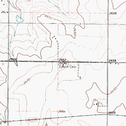 Topographic Map of Zybach Cemetery, TX