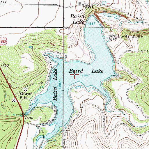 Topographic Map of Baird Lake, TX