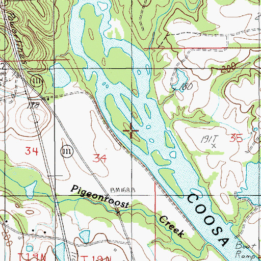 Topographic Map of Grays Island Shoal, AL