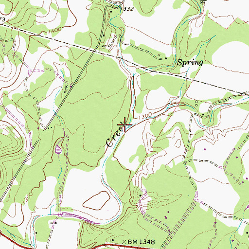 Topographic Map of Bear Springs Creek, TX