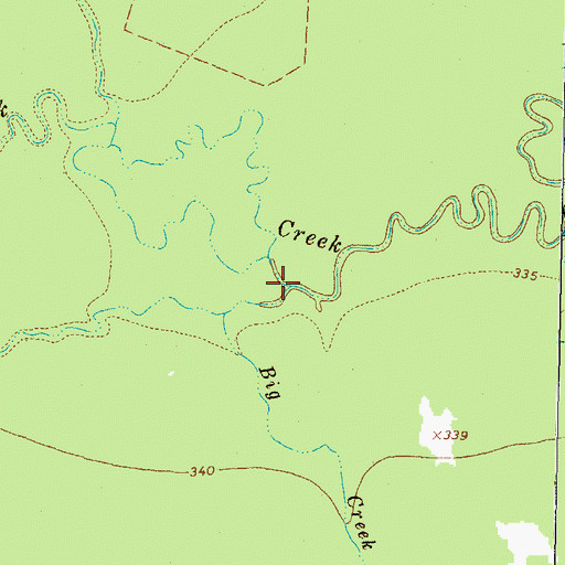 Topographic Map of Big Creek, TX