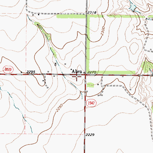 Topographic Map of Abra, TX