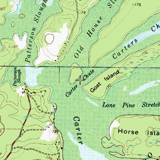 Topographic Map of Carters Chute, TX