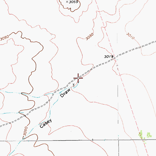 Topographic Map of Casey Draw, TX
