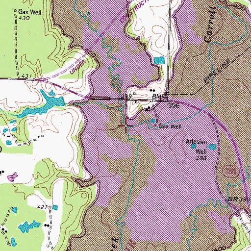 Topographic Map of Carroll Creek, TX