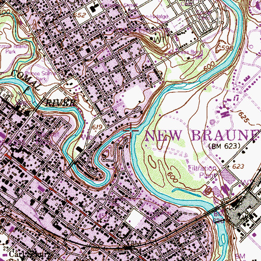 Topographic Map of Comal River, TX