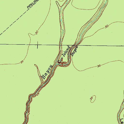 Topographic Map of Cow Island Bayou, TX