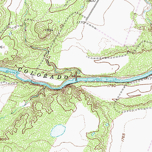 Topographic Map of Double Barrel Creek, TX