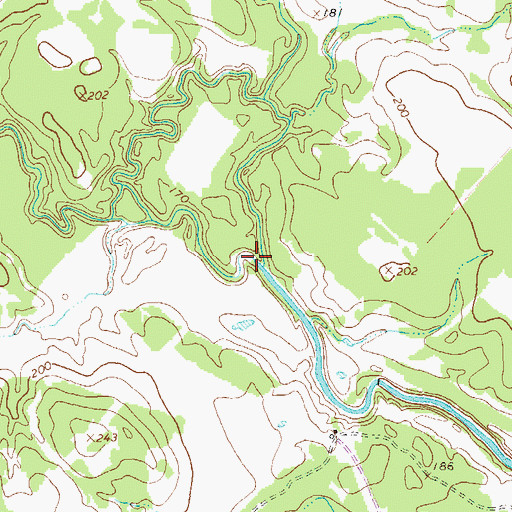 Topographic Map of East Mill Creek, TX