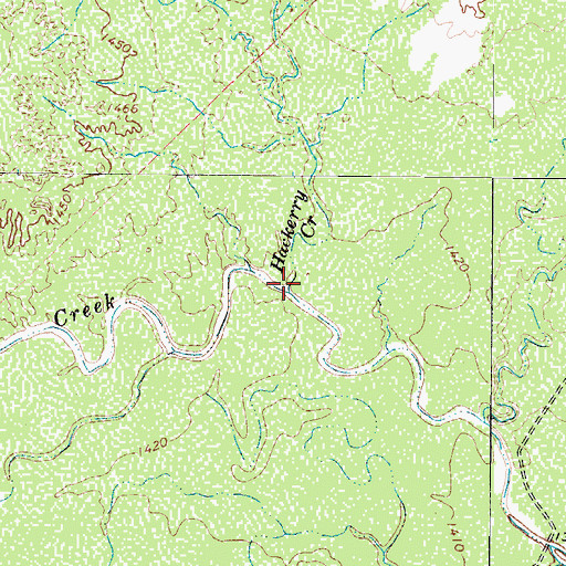 Topographic Map of Hackberry Creek, TX