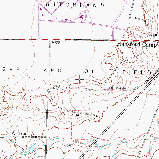 Topographic Map of Hitchland Gas and Oil Field, TX