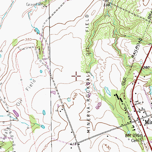 Topographic Map of Minerva-Rockdale Oil Field, TX