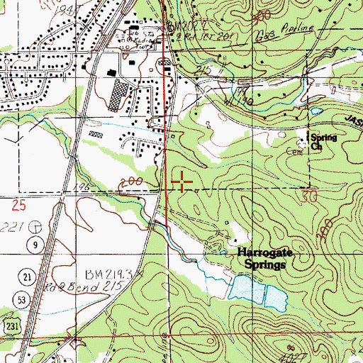 Topographic Map of Harrogate Springs, AL