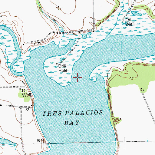 Topographic Map of Tres Palacios River, TX