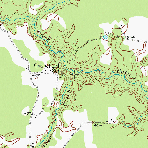 Topographic Map of Turkey Branch, TX