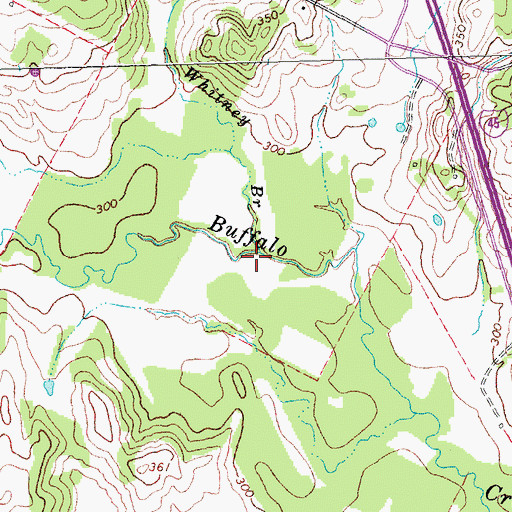Topographic Map of Whitney Branch, TX