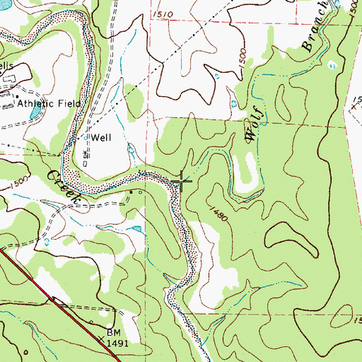 Topographic Map of Wolf Branch, TX