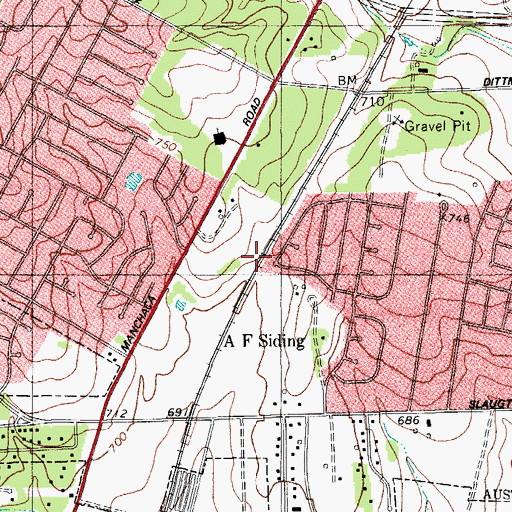 Topographic Map of A F Siding, TX