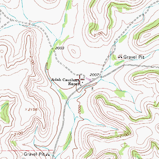 Topographic Map of Adah Cauthorn Ranch, TX