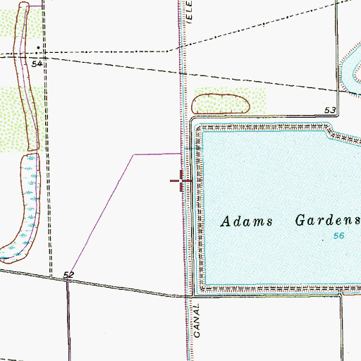Topographic Map of Adams Gardens Main Canal, TX