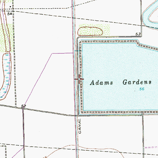 Topographic Map of Adams Gardens Reservoir, TX