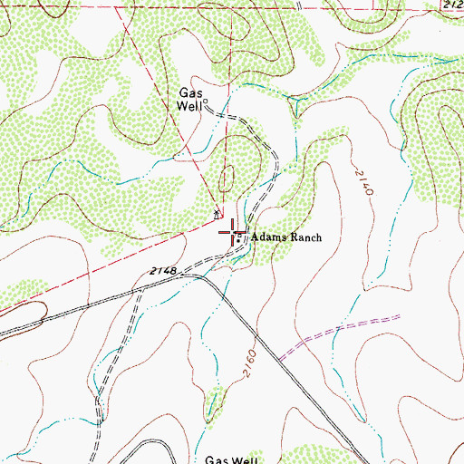 Topographic Map of Adams Ranch, TX