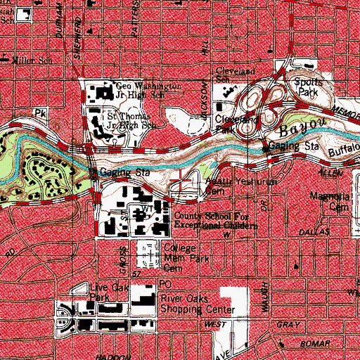 Topographic Map of Adath Yeshurun Cemetery, TX