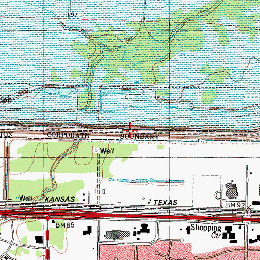 Topographic Map of Addicks Dam, TX