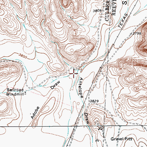 Topographic Map of Adobe Draw, TX