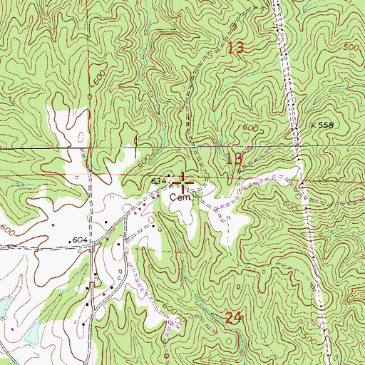 Topographic Map of Hornsby Cemetery, AL