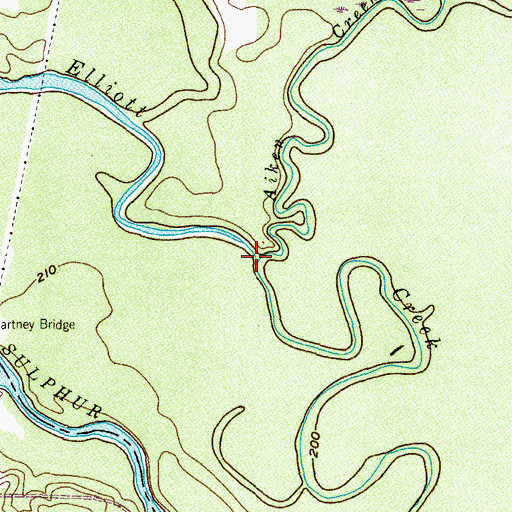 Topographic Map of Akin Creek, TX