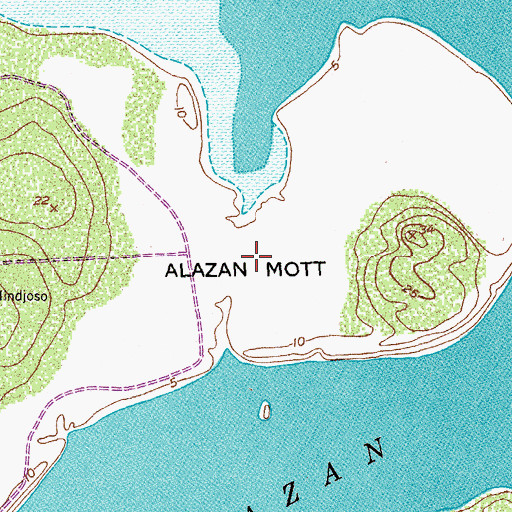 Topographic Map of Alazan Mott, TX