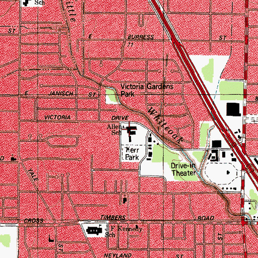 Topographic Map of Allen School, TX