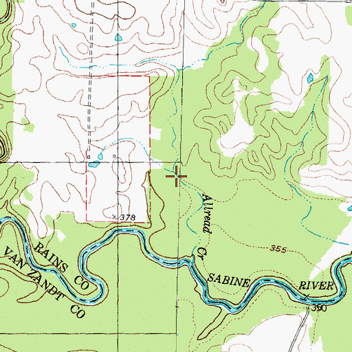 Topographic Map of Allread Creek, TX