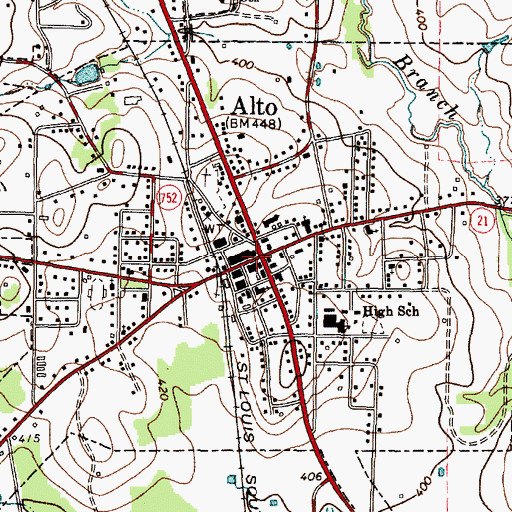 Topographic Map of Alto, TX