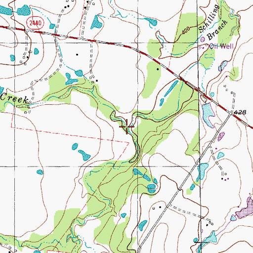 Topographic Map of Dead Mans Hole Creek, TX