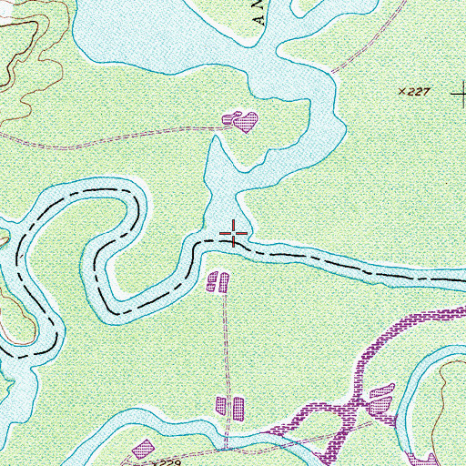Topographic Map of Anderson Creek, TX