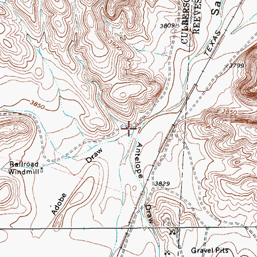 Topographic Map of Antelope Draw, TX