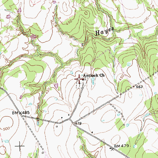Topographic Map of Antioch Church, TX