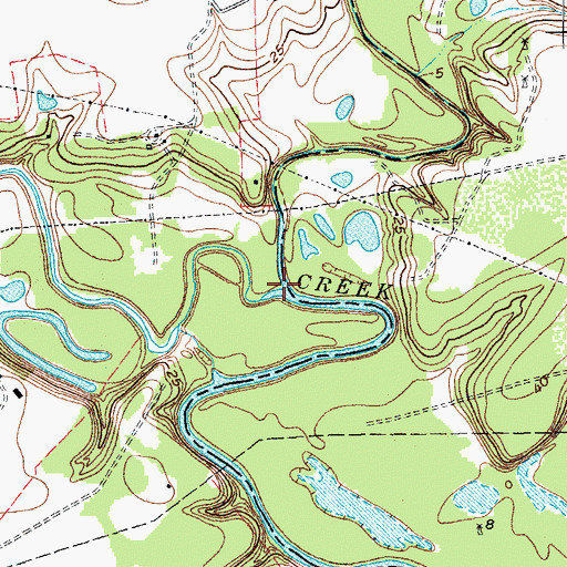 Topographic Map of Arenosa Creek, TX