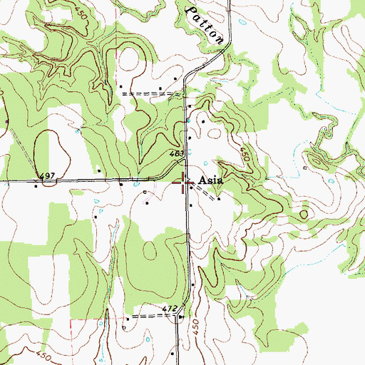 Topographic Map of Asia, TX