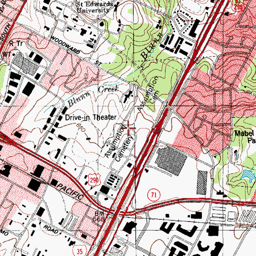 Topographic Map of Assumption Cemetery, TX