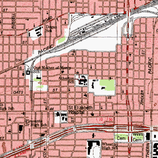 Topographic Map of Atherton School, TX