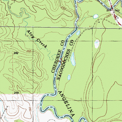 Topographic Map of Atoy Creek, TX