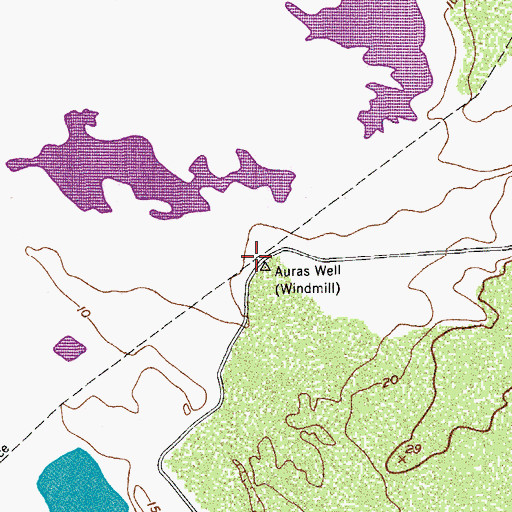 Topographic Map of Auras Well, TX