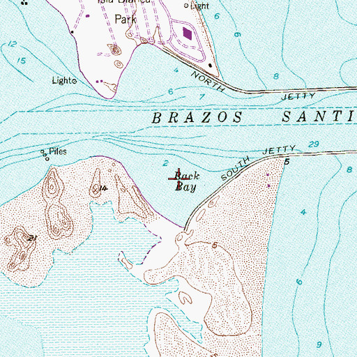 Topographic Map of Back Bay, TX