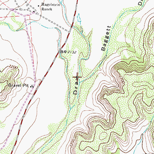 Topographic Map of Baggett Draw, TX
