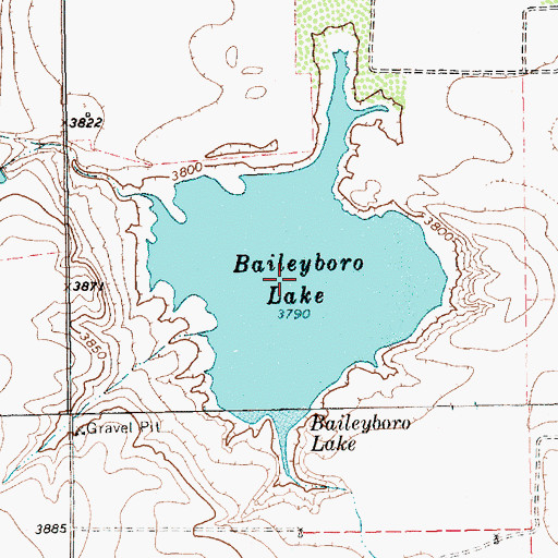Topographic Map of Baileyboro Lake, TX