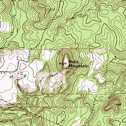 Topographic Map of Bald Mountain, TX